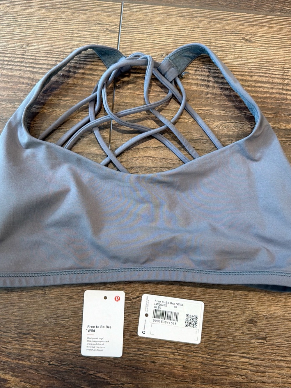 lululemon athletica Free To Be Wild Bra in OLBL Oil Blue Grey size 10